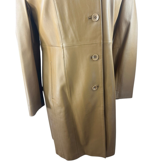 Valerie Stevens Genuine Lamb Leather Coat Camel Brown Size Large *Lining Damage* - Picture 4 of 16